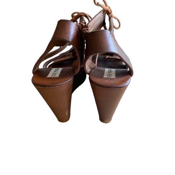🍒 2/$20 🍒 Brown Steve Madden Strappy Wedge Sandals sz 9.5 - Picture 4 of 7